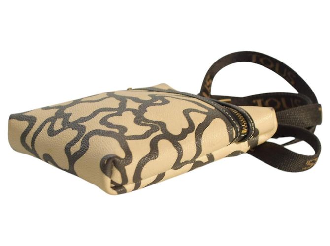 Autre Marque Borsa a tracolla TOUS Kaos nera e crema con firma orso, modello piccolo. Bianco - vista 9