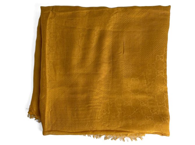 Gucci Foulard in Modal e Seta GG Giallo - vista 2