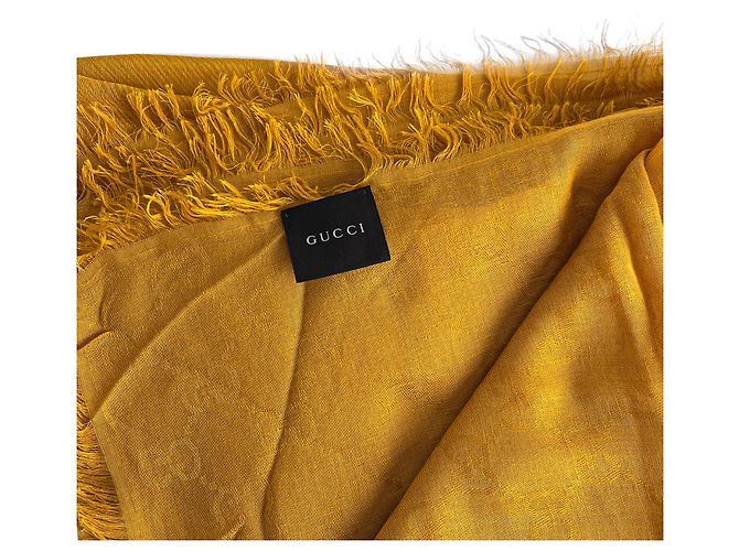 Gucci Foulard in Modal e Seta GG Giallo - vista 3