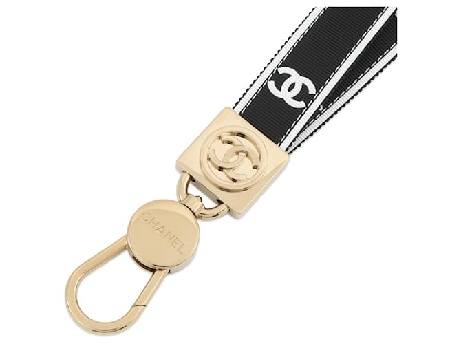 Sangle de cou en toile Coco Mark de Chanel Noir Blanc - vue 5