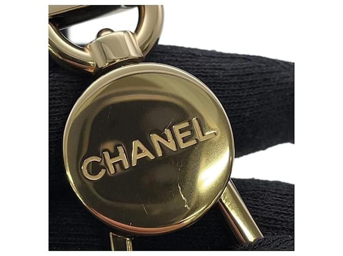 Sangle de cou en toile Coco Mark de Chanel Noir Blanc - vue 6