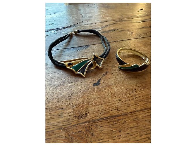 Set Emanuel Ungaro Collana e Bracciale Oro ed Emaille Nero D'oro Verde - vista 2