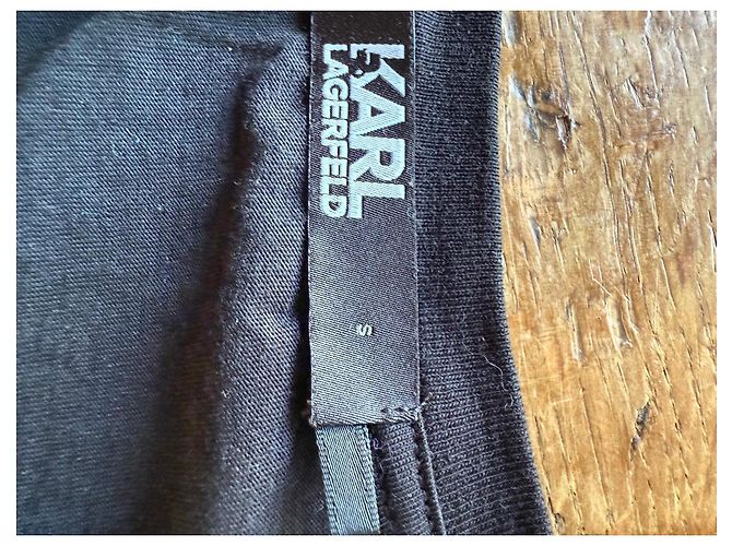 Camiseta Karl Lagerfeld con inserción de tweed negra algodón Negro - vista 2
