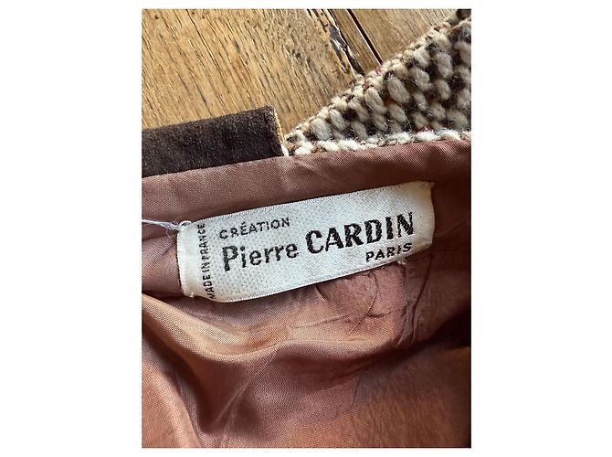 Falda Pierre Cardin Beige de Lana y Cuero - vista 3