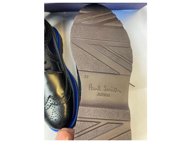 Chaussures derby Paul Smith en cuir noir et bleu taille 37 - vue 2