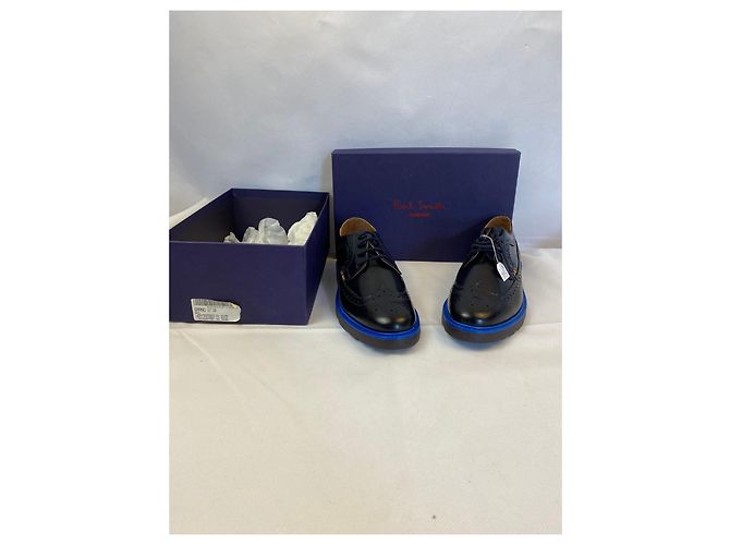 Chaussures derby Paul Smith en cuir noir et bleu taille 37 - vue 3