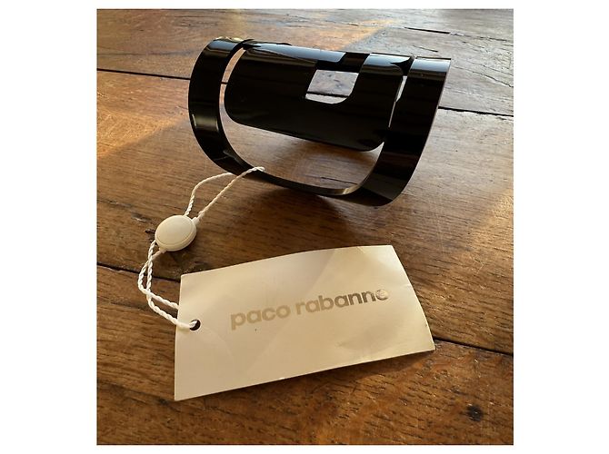 Bracciale a manica Paco Rabanne in acetato nero - vista 3