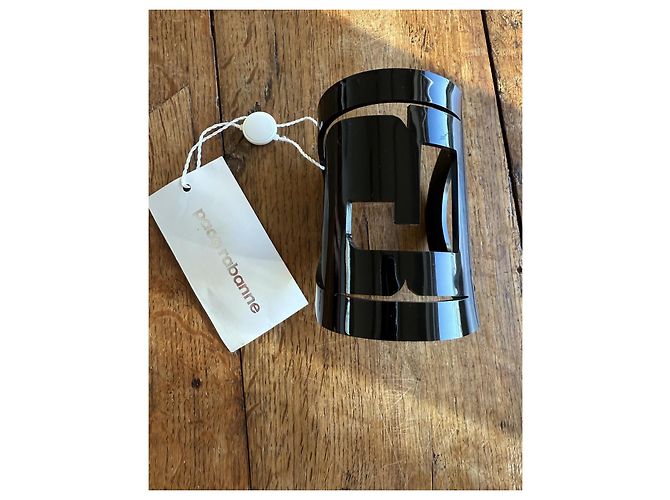 Bracciale a manica Paco Rabanne in acetato nero - vista 4