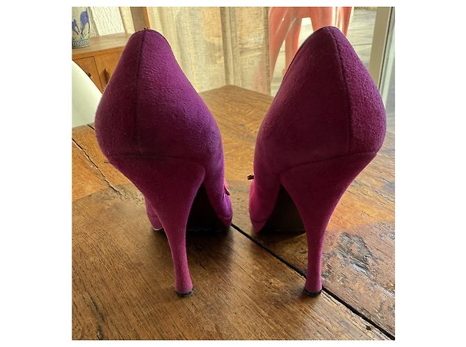 Décolleté Louis Vuitton Salomé Fucsia Nubuck Fuschia - vista 3