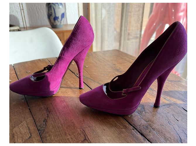 Décolleté Louis Vuitton Salomé Fucsia Nubuck Fuschia - vista 5