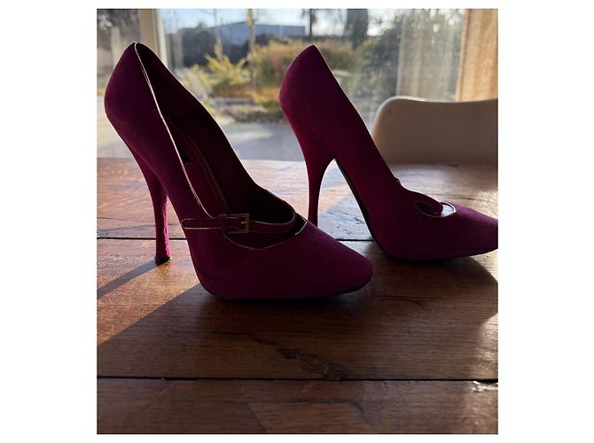 Décolleté Louis Vuitton Salomé Fucsia Nubuck Fuschia - vista 7