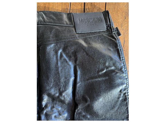 Moschino Jeans gerade schwarze PVC Hose distressed - Ansicht 4