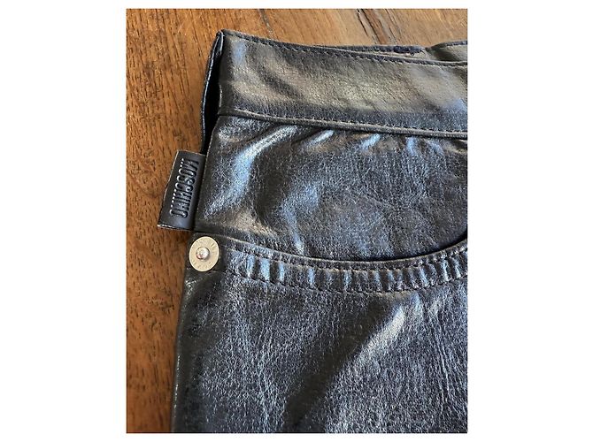 Moschino Jeans gerade schwarze PVC Hose distressed - Ansicht 5