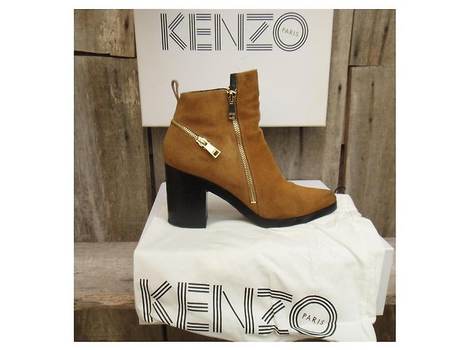 Stivaletti Kenzo Senape in Camoscio - vista 2