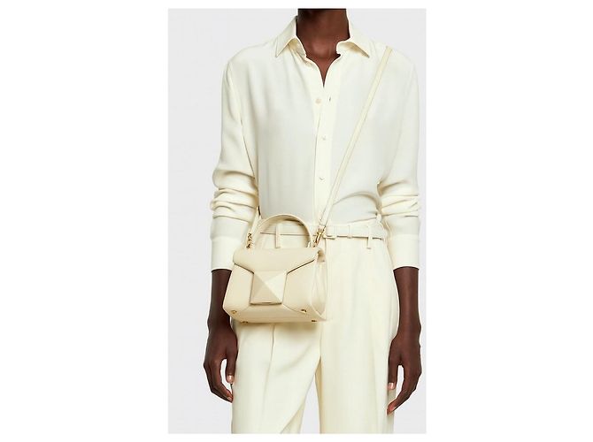 Borsa Tote Valentino Garavani Rockstud Mini in pelle crema - vista 11