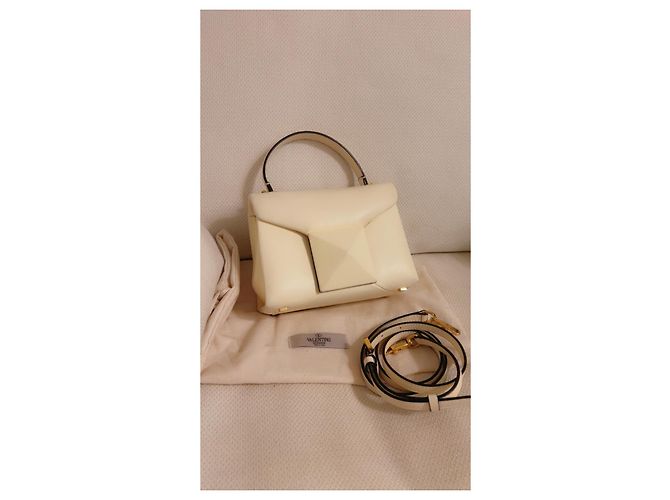 Borsa Tote Valentino Garavani Rockstud Mini in pelle crema - vista 7