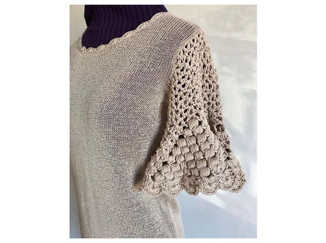 Beige Leinenstrickkleid By Malene Birger Größe 36-38 - Ansicht 12