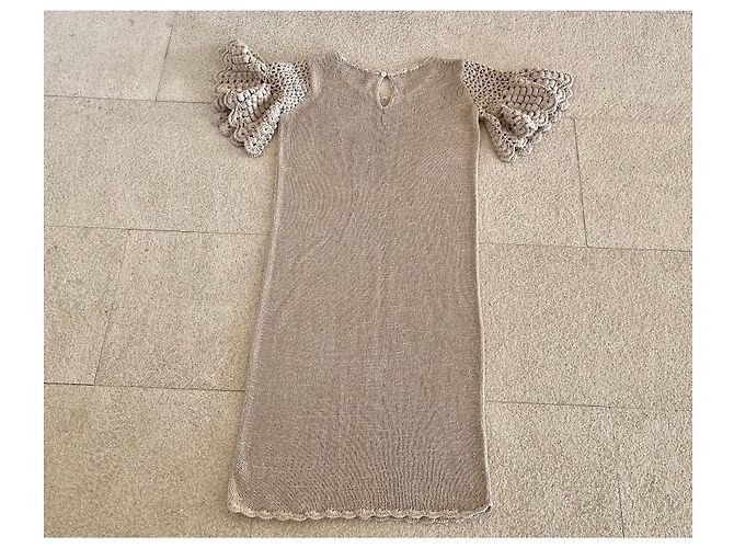 Beige Leinenstrickkleid By Malene Birger Größe 36-38 - Ansicht 2