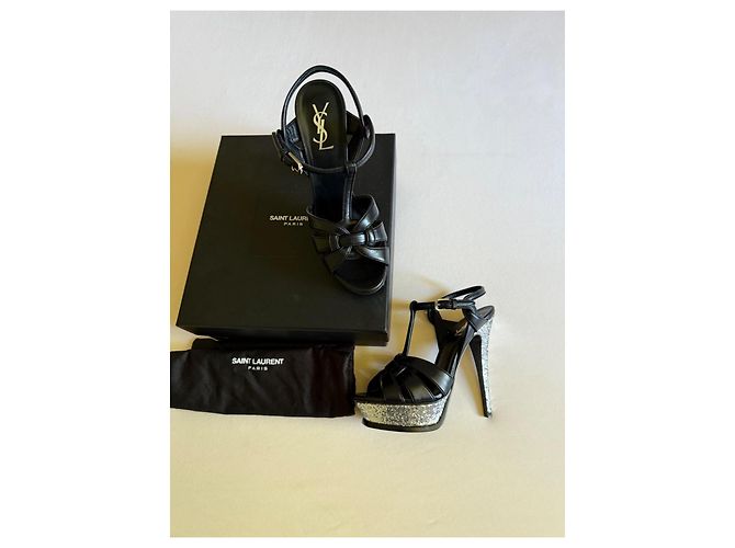 Sandali Saint Laurent Tribute 105 in pelle nera Nero - vista 2
