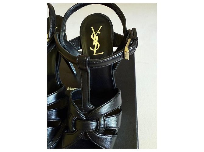 Sandali Saint Laurent Tribute 105 in pelle nera Nero - vista 4