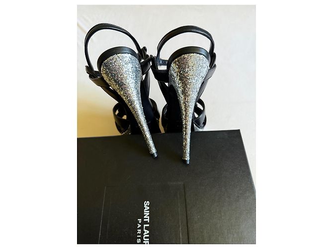 Sandali Saint Laurent Tribute 105 in pelle nera Nero - vista 6