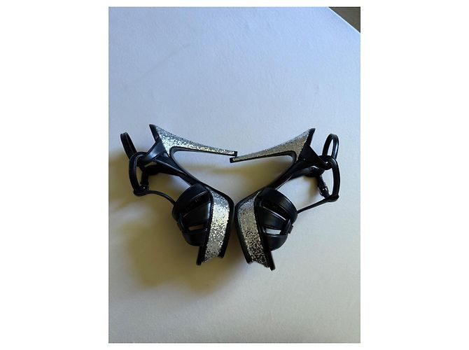 Sandali Saint Laurent Tribute 105 in pelle nera Nero - vista 7
