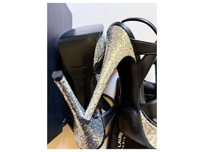 Sandali Saint Laurent Tribute 105 in pelle nera Nero - vista 8