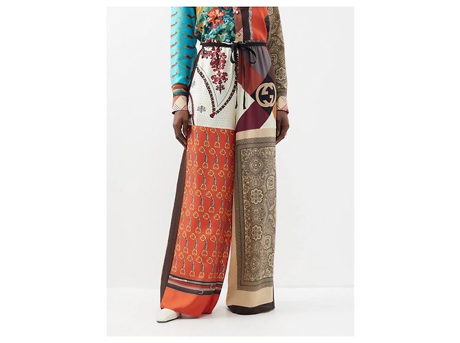 Pantalones Gucci de seda marrón Castaño - vista 7