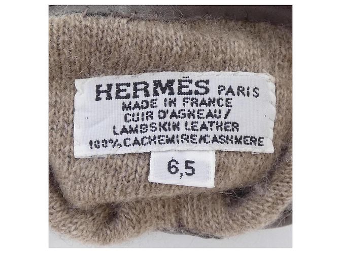 Guanti in pelle grezza Hermès Marrone - vista 3