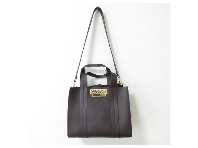 Autre Marque Borsa in pelle 2 in 1 Zac Posen Marrone - vista 5