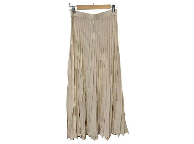 Autre Marque Falda larga plisada de punto Ron Herman Beige - vista 2