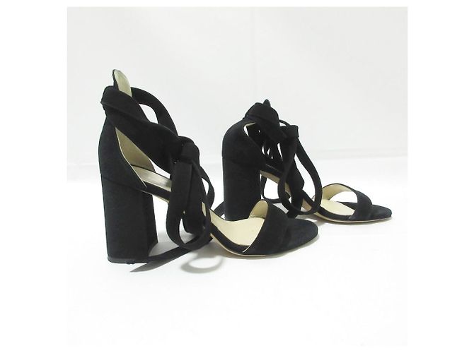 Autre Marque Sandali con tacco chunky in suede con lacci FOXEY Nero - vista 3