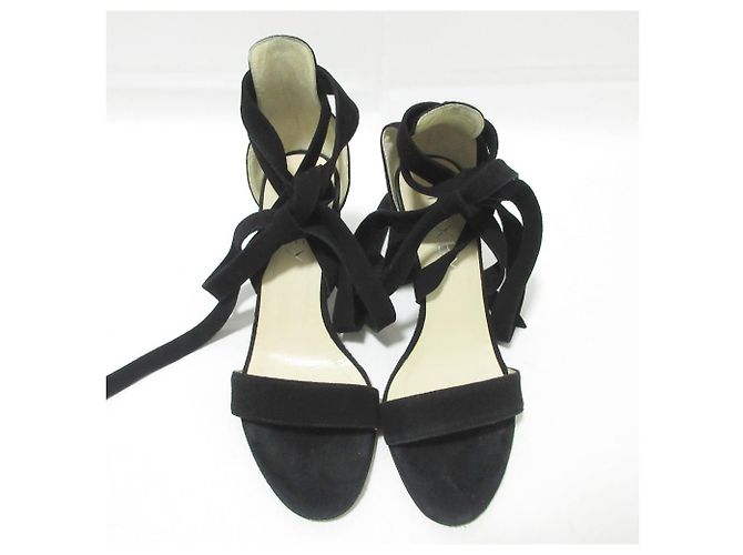 Autre Marque Sandali con tacco chunky in suede con lacci FOXEY Nero - vista 5