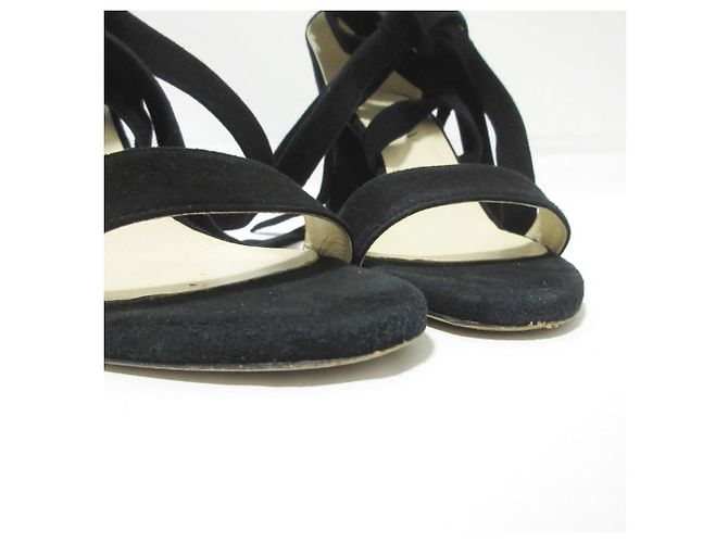Autre Marque Sandali con tacco chunky in suede con lacci FOXEY Nero - vista 6