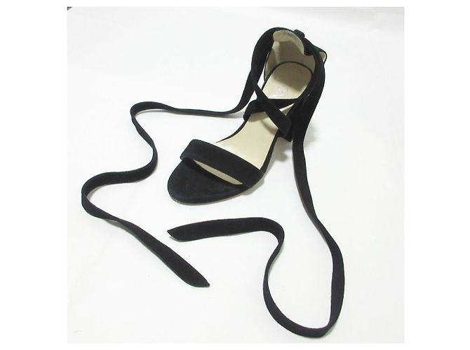 Autre Marque Sandali con tacco chunky in suede con lacci FOXEY Nero - vista 7