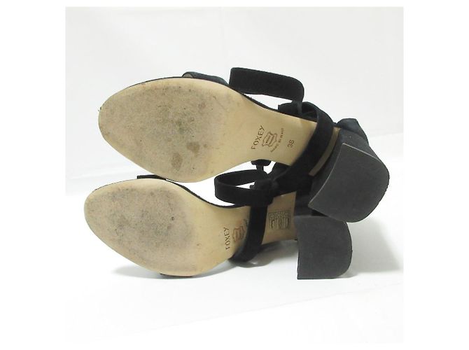 Autre Marque Sandali con tacco chunky in suede con lacci FOXEY Nero - vista 8