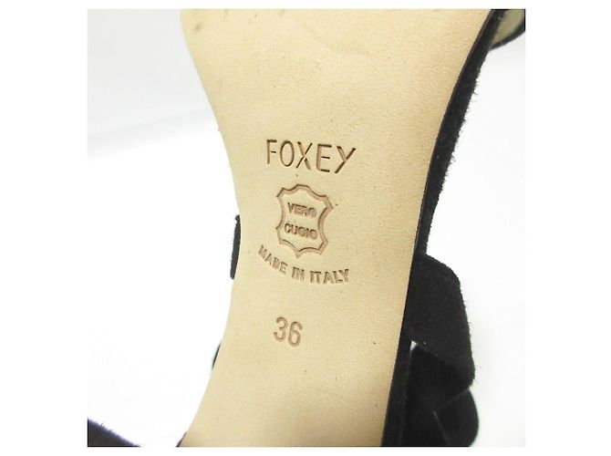 Autre Marque Sandali con tacco chunky in suede con lacci FOXEY Nero - vista 9