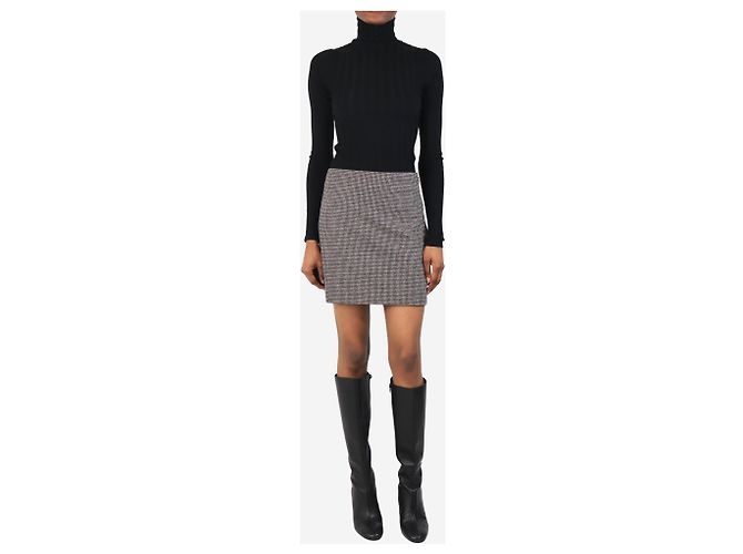 Theory Mini falda de lana con estampado de pata de gallo - talla UK 2 Castaño - vista 2