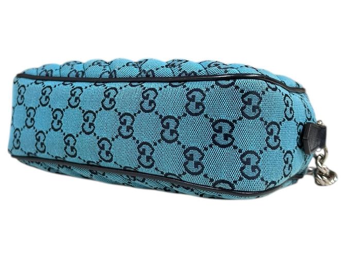 Borsa a spalla trapuntata Gucci GG Marmont con catena Blu Blu navy - vista 5