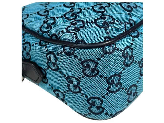 Borsa a spalla trapuntata Gucci GG Marmont con catena Blu Blu navy - vista 7