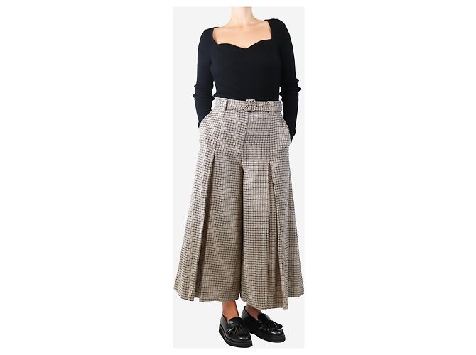 Zimmermann Brown houndstooth wool cullottes - size UK 12 - view 2