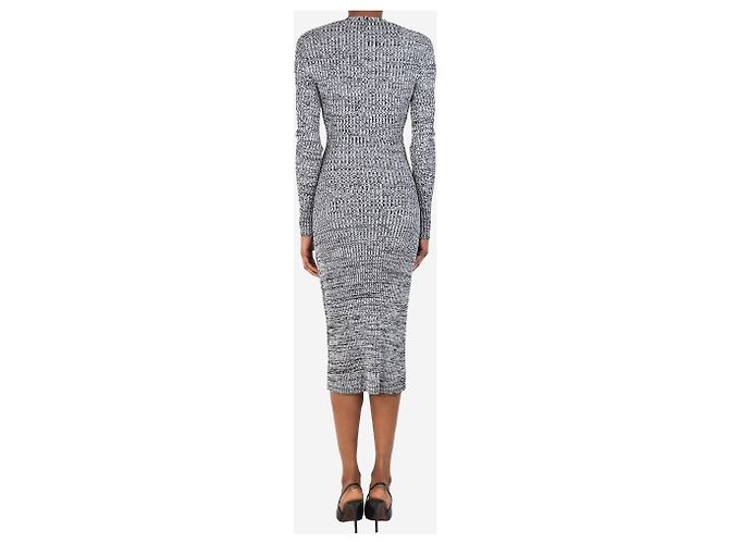 Baum und Pferdgarten Schwarz-weißer melange Rippstrick-Midi-Kleid - Größe XS - Ansicht 2