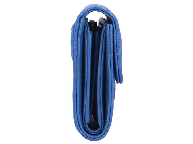 Timeless Chanel Matelassé Dreifach-Brieftasche Blau - Ansicht 3