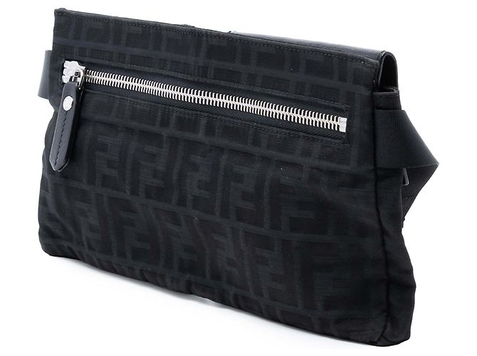 Fendi Schwarze Zucca Canvas Gürteltasche mit doppeltem Fach - Ansicht 2