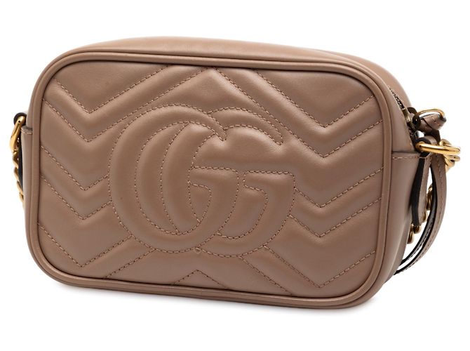Gucci Mini GG Marmont in pelle matelassé marrone con tracolla Carne - vista 2