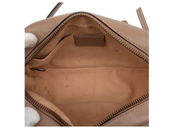 Gucci Mini GG Marmont in pelle matelassé marrone con tracolla Carne - vista 4
