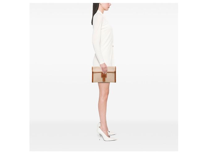 Hermès Borsa in Toile Jige 29 Marrone - vista 7
