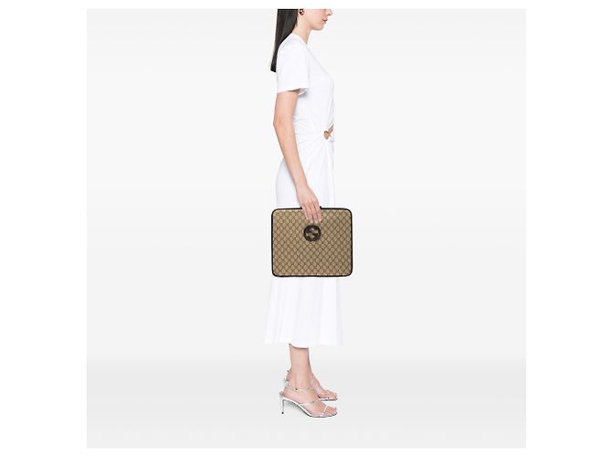 Custodia per laptop Gucci GG Supreme marrone Beige - vista 7