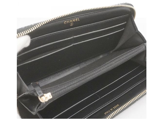 Chanel Deauville Stoff Langbörse Marineblau - Ansicht 3