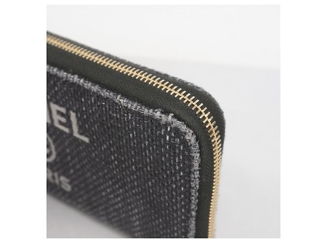 Chanel Deauville Stoff Langbörse Marineblau - Ansicht 7
